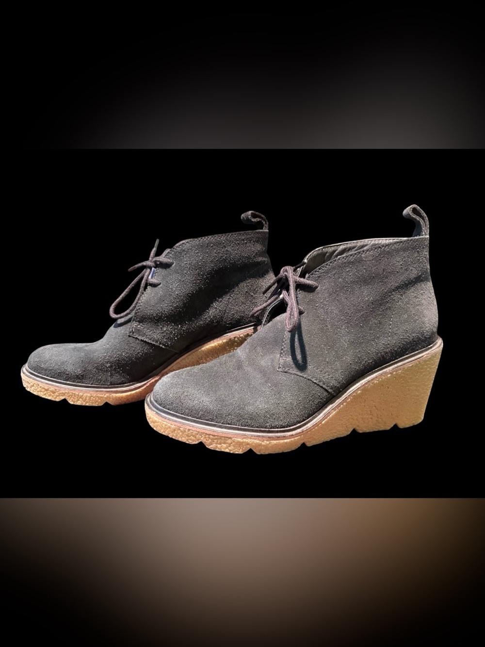 Clarks Clarkford DBT Womens 8.5 Black Suede Wedge Chukka Ankle Boots